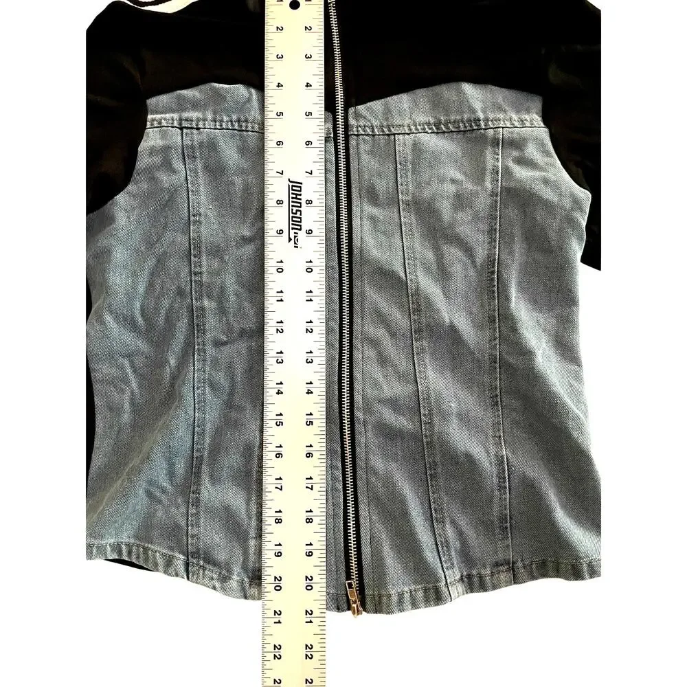 NWT Med (Fits S) Athleisure Denim Stripe Tracksuit 2pc Set Jacket Wide Leg Pants